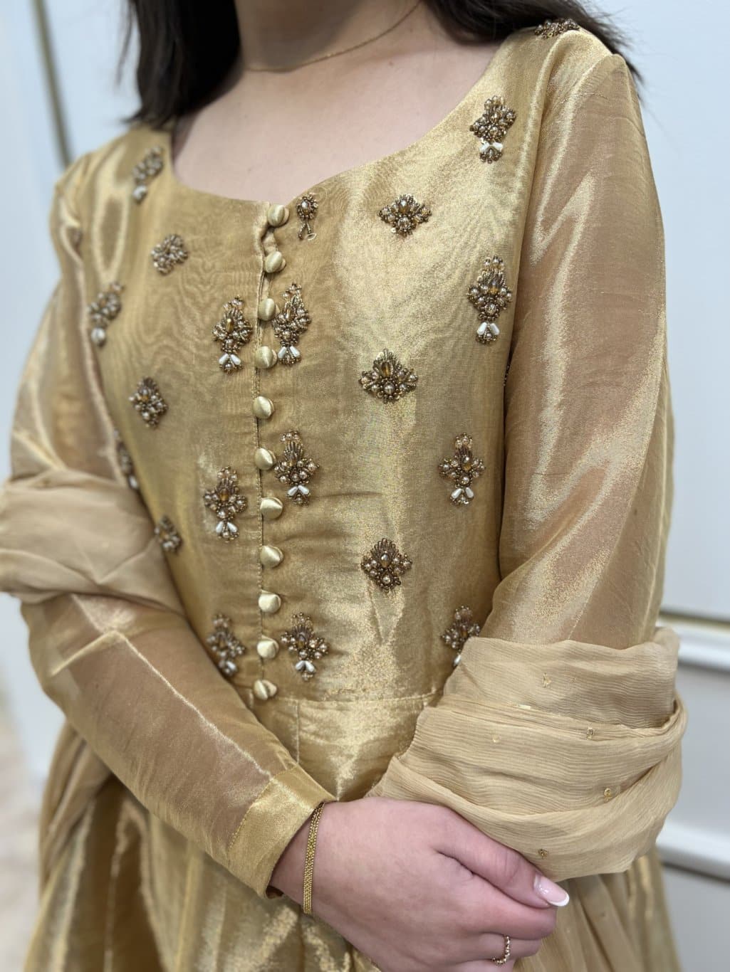 Gold Tissue Dress Aisha Naheed