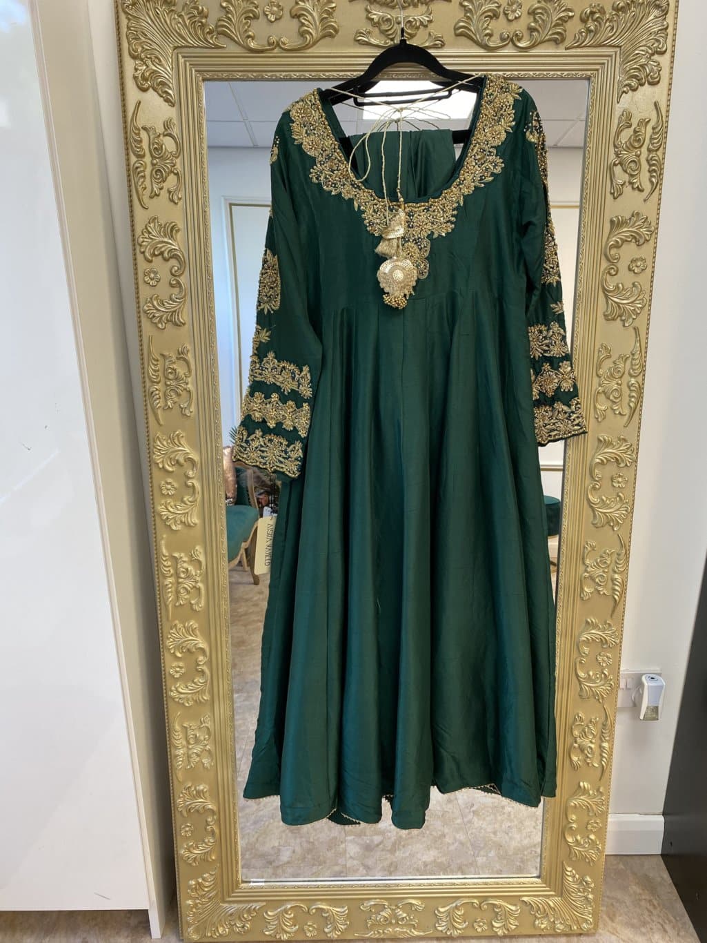 Emerald green mehndi dress Aisha Naheed
